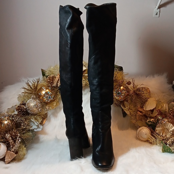 Free People Bright Lights Over The Knee Black Leather Boots. - Picture 14 of 14